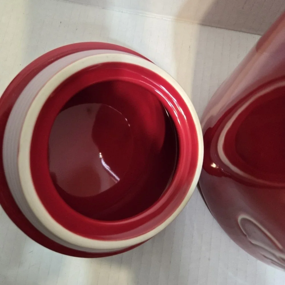 Rae Dunn Merry Christmas Ceramic Cookie Jar‎ Canister Red Artisan Collection